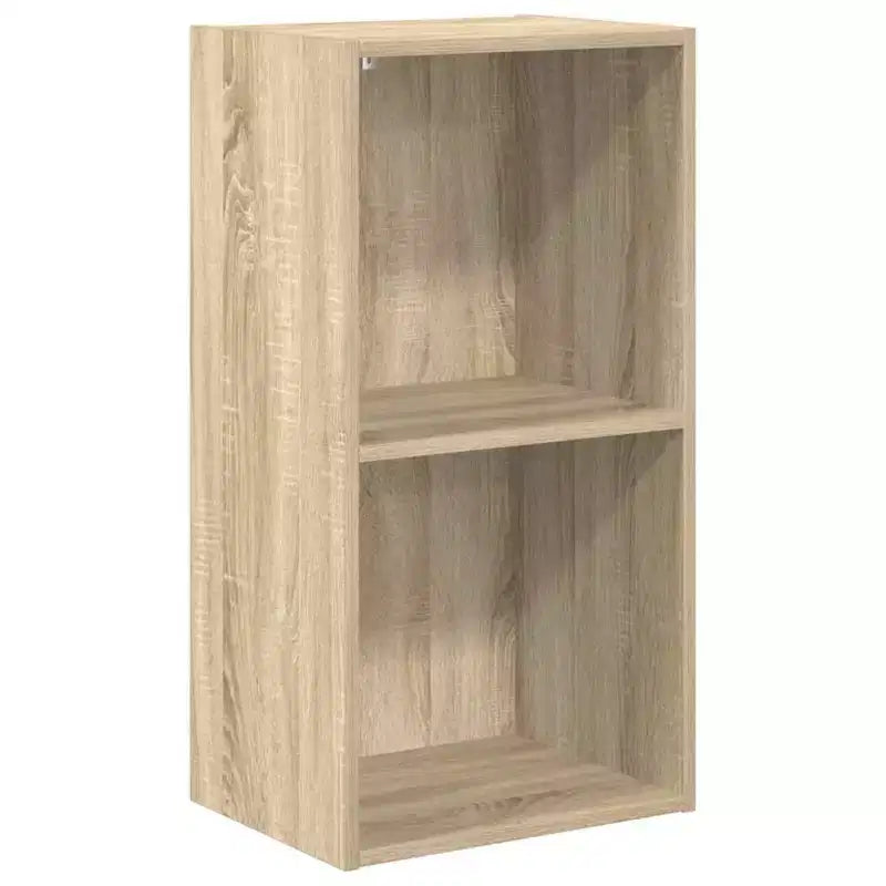 Book Cabinet Oak Engineered Wood 30.1 in Height with 2 Tiers