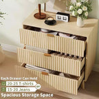 3 Drawer Dresser 2pcs, Mid Century Modern Dresser Drawers, Waveform Fluted Side Table, Wood Drawer Organizer for Bedroom Living Room, Hallway