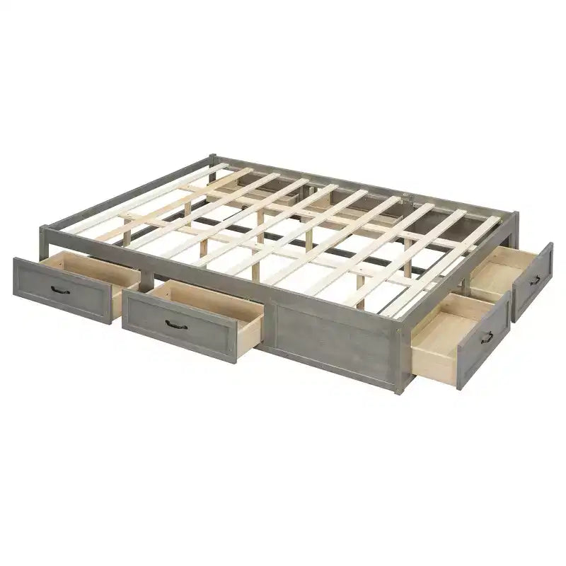 Queen Size Wood Platform Bed With 6 Storage Drawers, Easy Assembly
