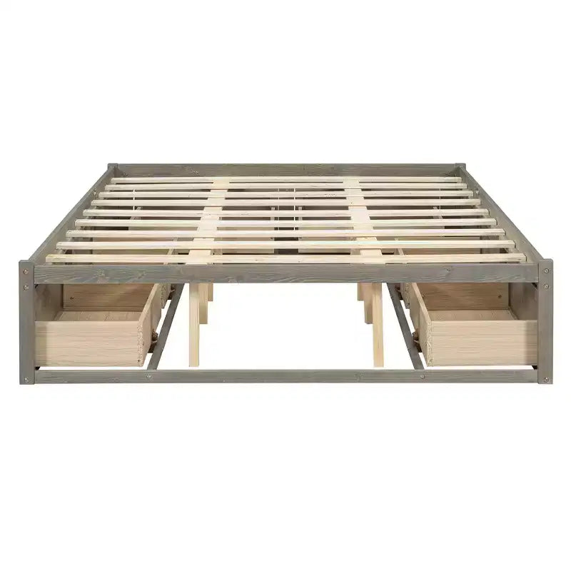 Queen Size Wood Platform Bed With 6 Storage Drawers, Easy Assembly