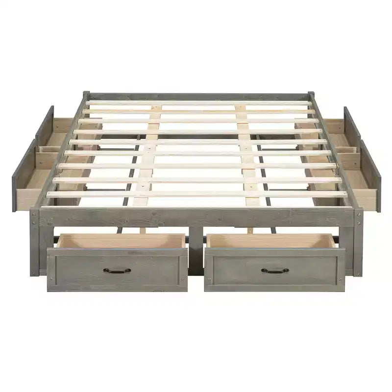Queen Size Wood Platform Bed With 6 Storage Drawers, Easy Assembly