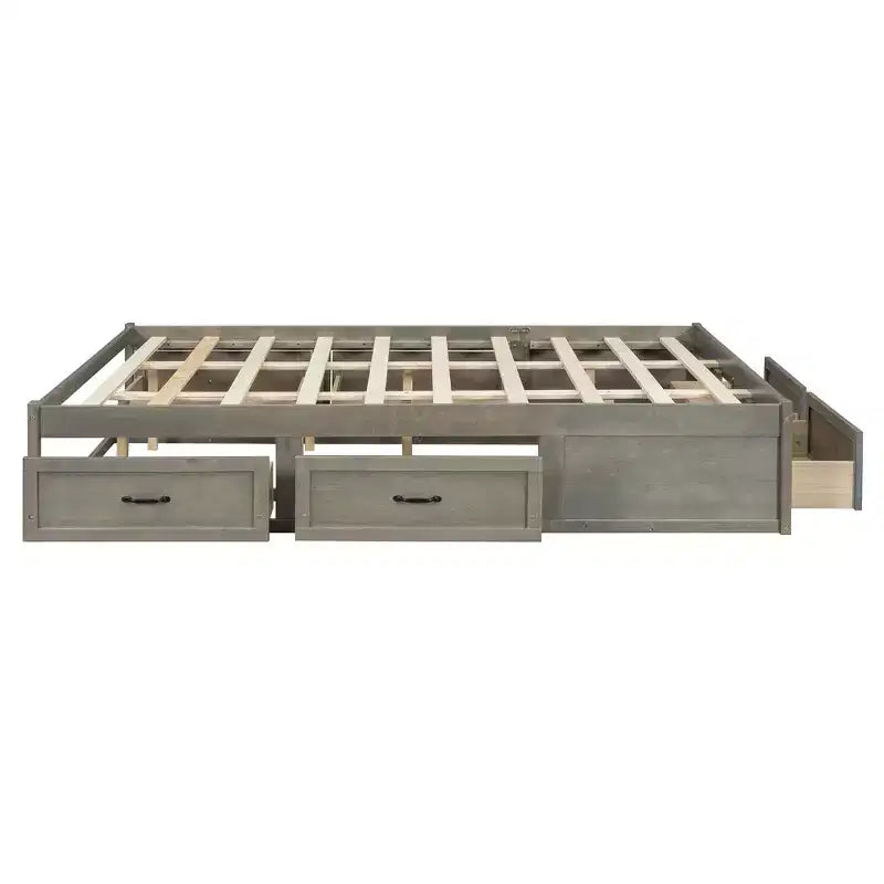 Queen Size Wood Platform Bed With 6 Storage Drawers, Easy Assembly