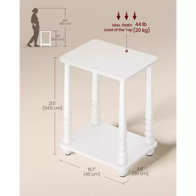 Collection - Side Table, Nightstand for Small Spaces, with Shelf, Solid Wood Legs, Mid-Century Modern