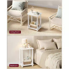 Collection - Side Table, Nightstand for Small Spaces, with Shelf, Solid Wood Legs, Mid-Century Modern