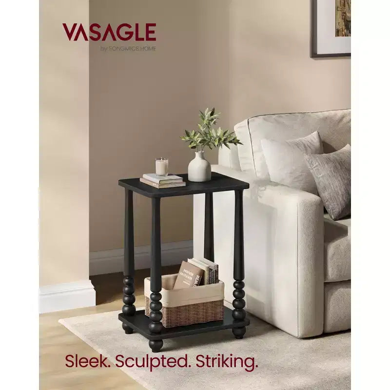 Collection - Side Table, Nightstand for Small Spaces, with Shelf, Solid Wood Legs, Mid-Century Modern