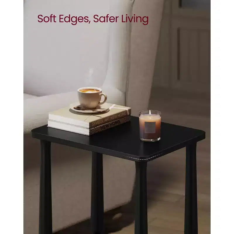 Collection - Side Table, Nightstand for Small Spaces, with Shelf, Solid Wood Legs, Mid-Century Modern