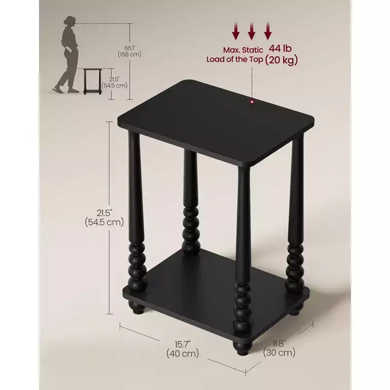 Collection - Side Table, Nightstand for Small Spaces, with Shelf, Solid Wood Legs, Mid-Century Modern