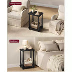 Collection - Side Table, Nightstand for Small Spaces, with Shelf, Solid Wood Legs, Mid-Century Modern