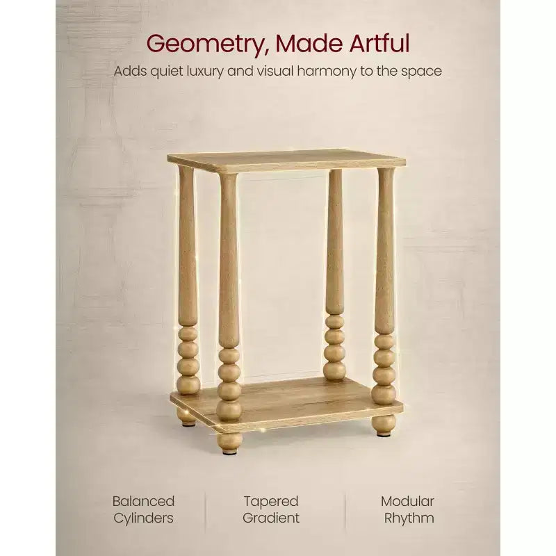 Collection - Side Table, Nightstand for Small Spaces, with Shelf, Solid Wood Legs, Mid-Century Modern