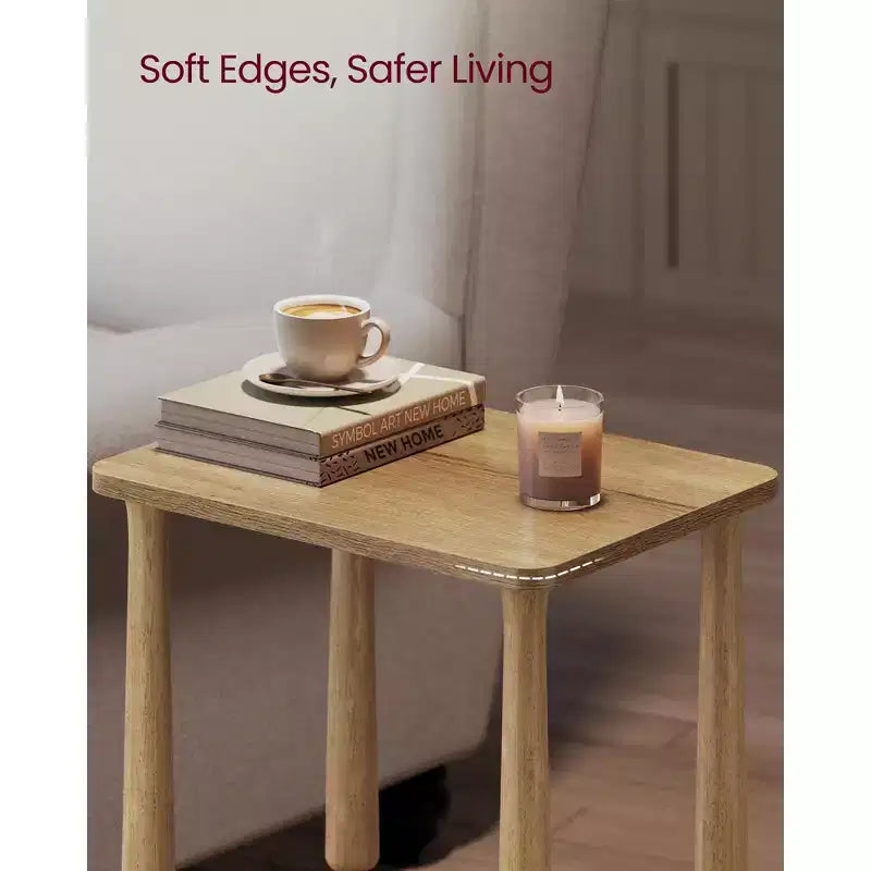 Collection - Side Table, Nightstand for Small Spaces, with Shelf, Solid Wood Legs, Mid-Century Modern