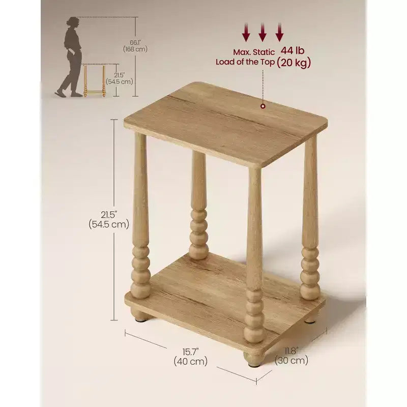 Collection - Side Table, Nightstand for Small Spaces, with Shelf, Solid Wood Legs, Mid-Century Modern