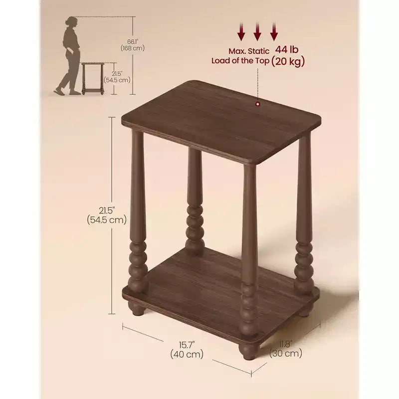 Collection - Side Table, Nightstand for Small Spaces, with Shelf, Solid Wood Legs, Mid-Century Modern