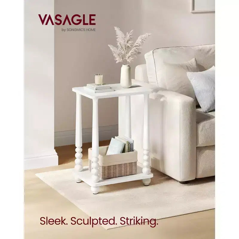 Collection - Side Table, Nightstand for Small Spaces, with Shelf, Solid Wood Legs, Mid-Century Modern