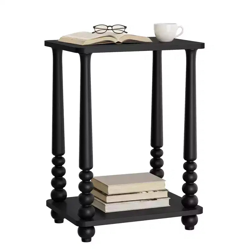 Collection - Side Table, Nightstand for Small Spaces, with Shelf, Solid Wood Legs, Mid-Century Modern