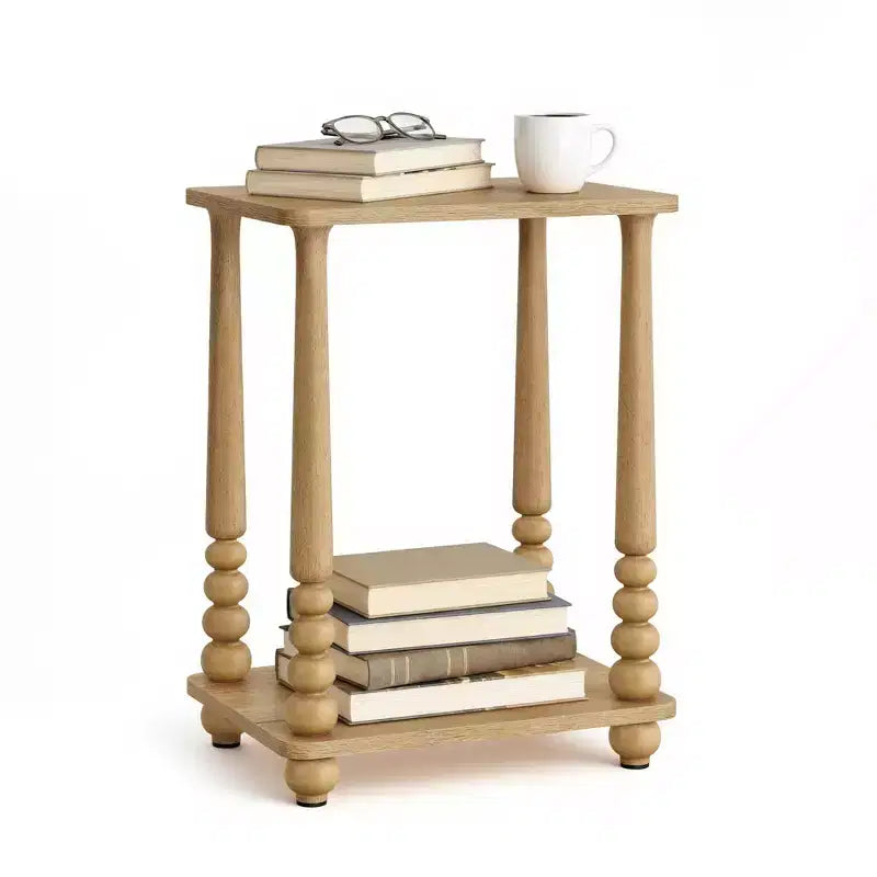 Collection - Side Table, Nightstand for Small Spaces, with Shelf, Solid Wood Legs, Mid-Century Modern