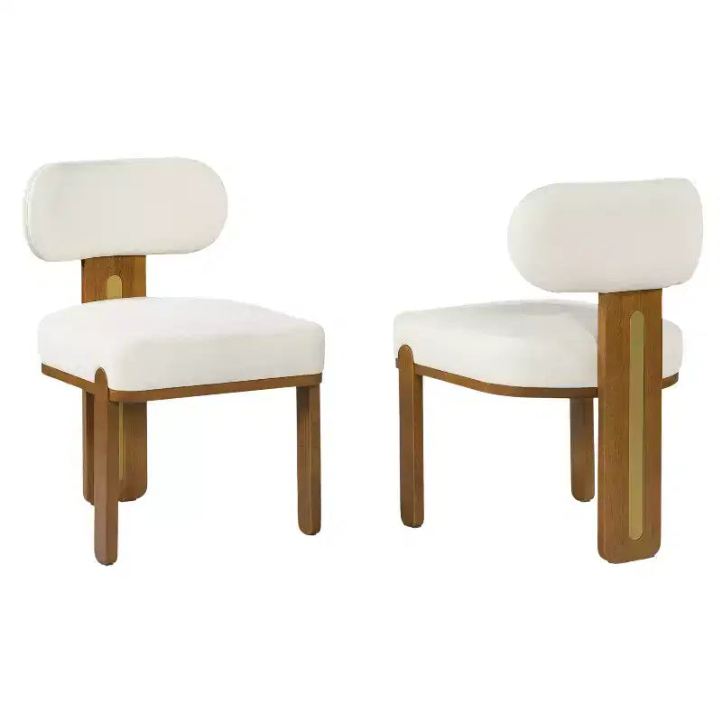 Modern Minimalist Upholstered Dining Chair with Solid Rubber Wood Legs
