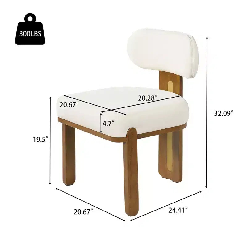 Modern Minimalist Upholstered Dining Chair with Solid Rubber Wood Legs