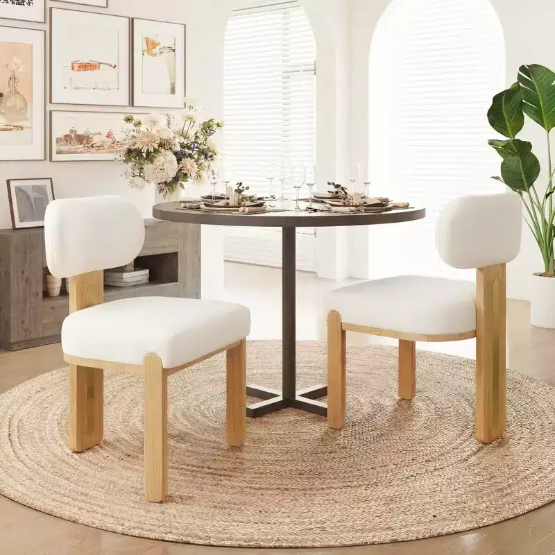 Modern Minimalist Upholstered Dining Chair with Solid Rubber Wood Legs
