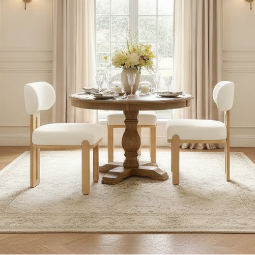 Christopher Knight Home Modern Minimalist Upholstered Dining Chair with Solid Rubber Wood Legs