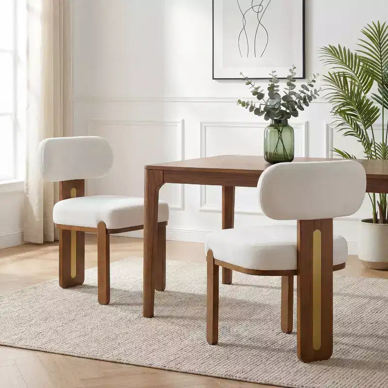Modern Minimalist Upholstered Dining Chair with Solid Rubber Wood Legs