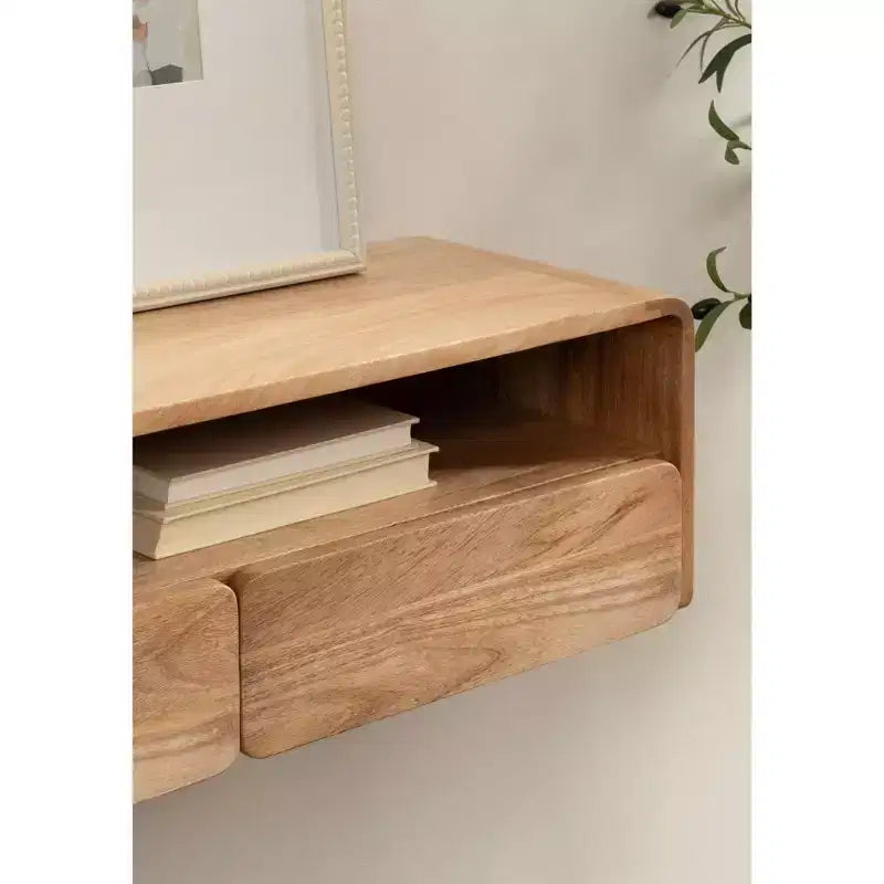 Wood Floating Console Table, Natural, 30x10x9
