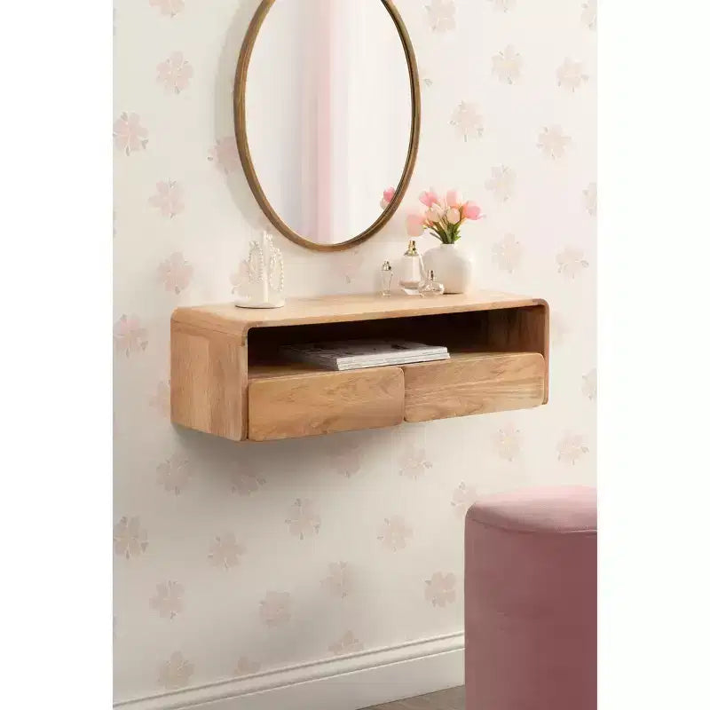 Wood Floating Console Table, Natural, 30x10x9