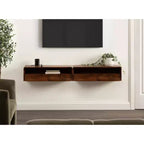 Wood Floating Console Table, Walnut Brown, 30x10x9