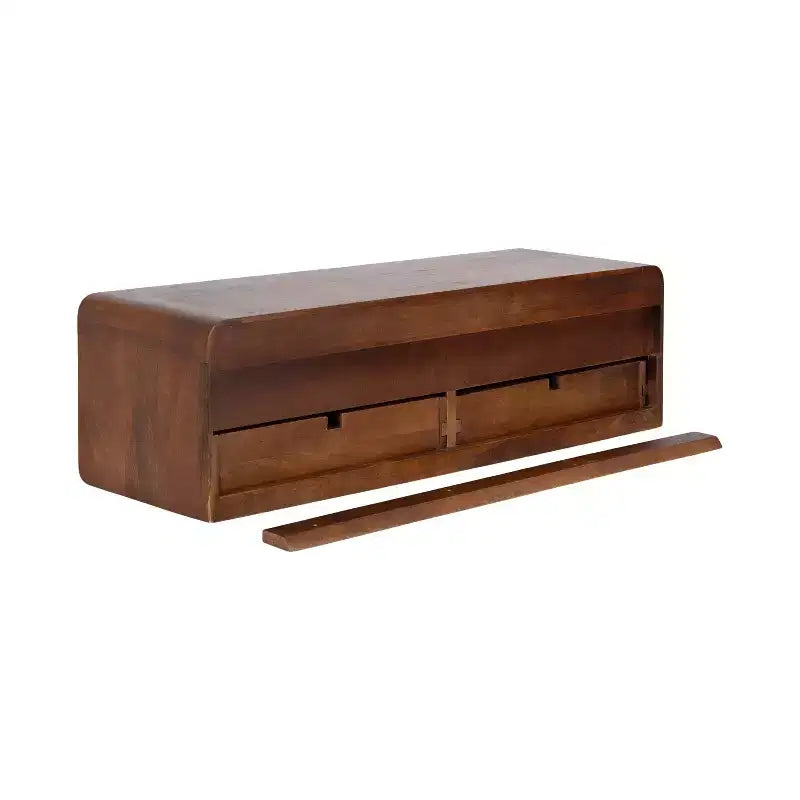 Wood Floating Console Table, Walnut Brown, 30x10x9