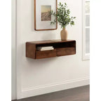 Wood Floating Console Table, Walnut Brown, 30x10x9
