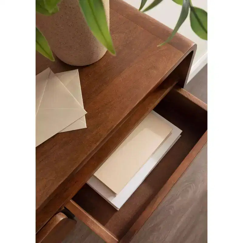 Wood Floating Console Table, Walnut Brown, 30x10x9