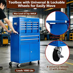 Heavy Duty 8 Drawer Tool Chest,Rolling Tool Box Cabinet,2-in-1 Detachable Metal Tool Storage Organizer,Lockable Steel Tool Cart with Portable Top Box