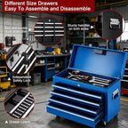 Heavy Duty 8 Drawer Tool Chest,Rolling Tool Box Cabinet,2-in-1 Detachable Metal Tool Storage Organizer,Lockable Steel Tool Cart with Portable Top Box