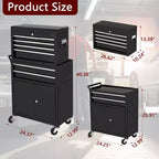 Heavy Duty 8 Drawer Tool Chest,Rolling Tool Box Cabinet,2-in-1 Detachable Metal Tool Storage Organizer,Lockable Steel Tool Cart with Portable Top Box