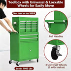 Heavy Duty 8 Drawer Tool Chest,Rolling Tool Box Cabinet,2-in-1 Detachable Metal Tool Storage Organizer,Lockable Steel Tool Cart with Portable Top Box