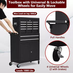 Heavy Duty 8 Drawer Tool Chest,Rolling Tool Box Cabinet,2-in-1 Detachable Metal Tool Storage Organizer,Lockable Steel Tool Cart with Portable Top Box