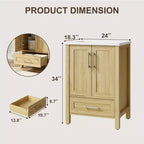 Modern Freestanding Bathroom Vanity with Ceramic Single Basin - Easy Assembly Storage Cabinet with Soft-Close Doors and Drawer