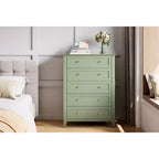 5 Drawer Dresser for Bedroom, Tall Wooden Chest of Drawers with Deep Storage & Metal Knobs, Modern Entryway Organizer