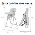 42.5 Adjustable Baby High Chair for Toddlers, Multi-Level Height & Backrest Adjustment, Removable Tray and Fast Folding for Space-Saving Storage