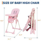 42.5 Adjustable Baby High Chair for Toddlers, Multi-Level Height & Backrest Adjustment, Removable Tray and Fast Folding for Space-Saving Storage