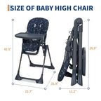 42.5 Adjustable Baby High Chair for Toddlers, Multi-Level Height & Backrest Adjustment, Removable Tray and Fast Folding for Space-Saving Storage