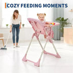 42.5 Adjustable Baby High Chair for Toddlers, Multi-Level Height & Backrest Adjustment, Removable Tray and Fast Folding for Space-Saving Storage