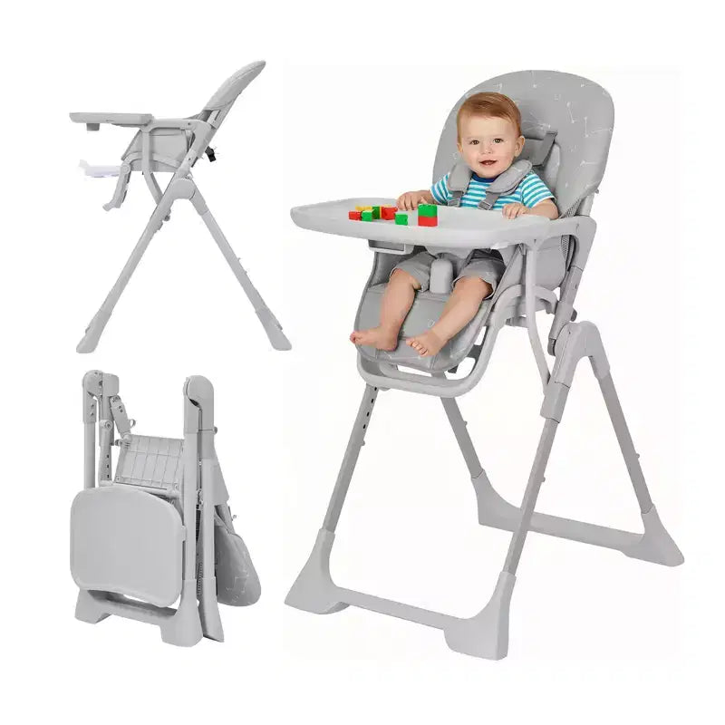 42.5 Adjustable Baby High Chair for Toddlers, Multi-Level Height & Backrest Adjustment, Removable Tray and Fast Folding for Space-Saving Storage