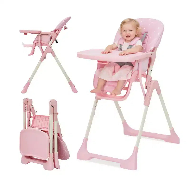 42.5 Adjustable Baby High Chair for Toddlers, Multi-Level Height & Backrest Adjustment, Removable Tray and Fast Folding for Space-Saving Storage