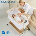 3-in-1 Baby Bassinet Bedside Sleeper w/ Anti-Reflux Incline, Portable Crib w/ 6 Adjustable Heights, Wheels, Mesh & Storage Basket for Newborn