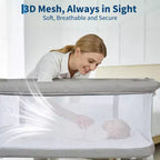 3-in-1 Baby Bassinet Bedside Sleeper w/ Anti-Reflux Incline, Portable Crib w/ 6 Adjustable Heights, Wheels, Mesh & Storage Basket for Newborn