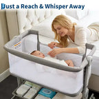 3-in-1 Baby Bassinet Bedside Sleeper w/ Anti-Reflux Incline, Portable Crib w/ 6 Adjustable Heights, Wheels, Mesh & Storage Basket for Newborn