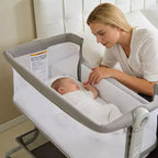 3-in-1 Baby Bassinet Bedside Sleeper w/ Anti-Reflux Incline, Portable Crib w/ 6 Adjustable Heights, Wheels, Mesh & Storage Basket for Newborn