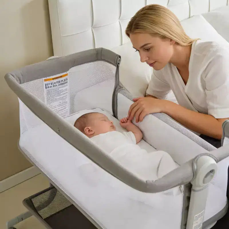 3-in-1 Baby Bassinet Bedside Sleeper w/ Anti-Reflux Incline, Portable Crib w/ 6 Adjustable Heights, Wheels, Mesh & Storage Basket for Newborn