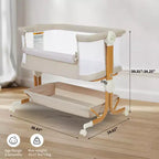 3-in-1 Baby Bassinet Bedside Sleeper w/ Anti-Reflux Incline, Portable Crib w/ 6 Adjustable Heights, Wheels, Mesh & Storage Basket for Newborn
