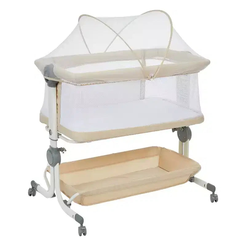 3-in-1 Baby Bassinet Bedside Sleeper w/ Anti-Reflux Incline, Portable Crib w/ 6 Adjustable Heights, Wheels, Mesh & Storage Basket for Newborn